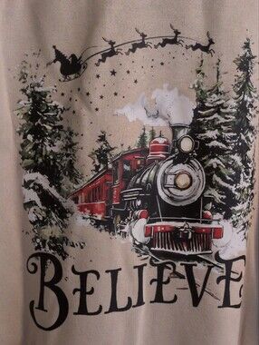 Believe Train Polar Express Crewneck Sweater - Beige